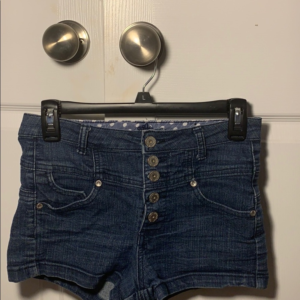 dark denim shorts